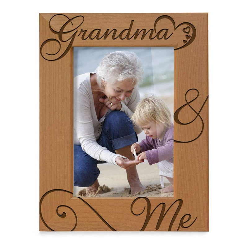 KATE POSH Grandma and Me Engraved Natural Wood Picture Frame, I Love You Grandma, Grandparent's Day, Best Grandma Ever, Grandmother Gifts, Grandma & Me, Mother's Day (5x7-Vertical) - Image 1